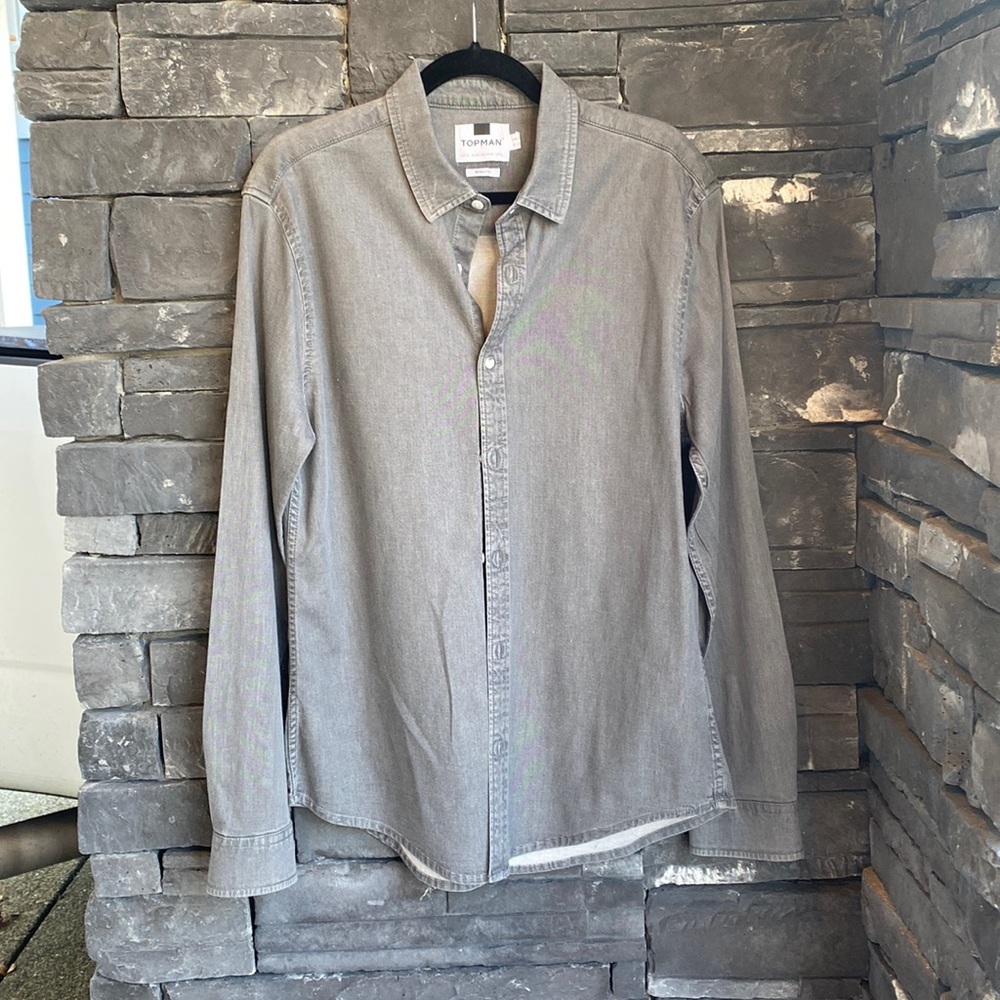 MENS TOPMAN MUSCLE FIT COLLARED SHIRT SIZE:XL